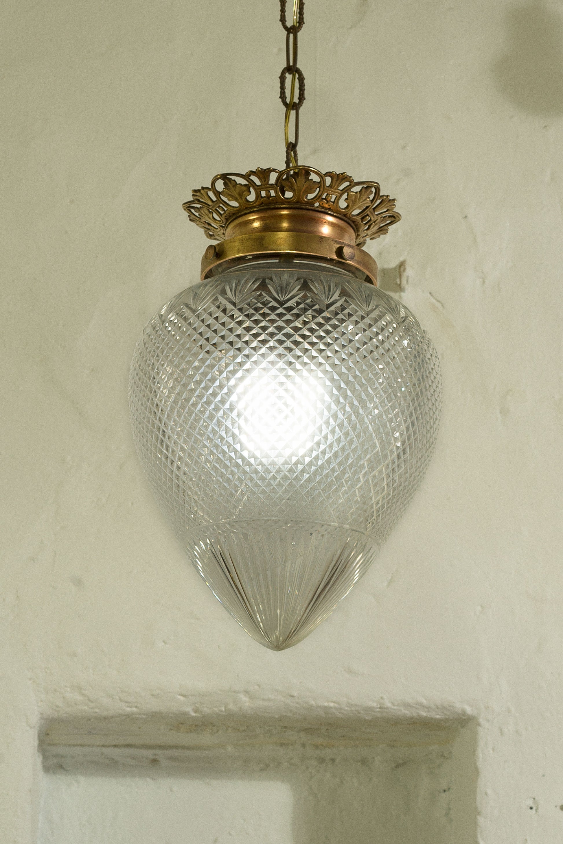 Antica lanterna Liberty in vetro 1 luce-Lo Stile Italiano