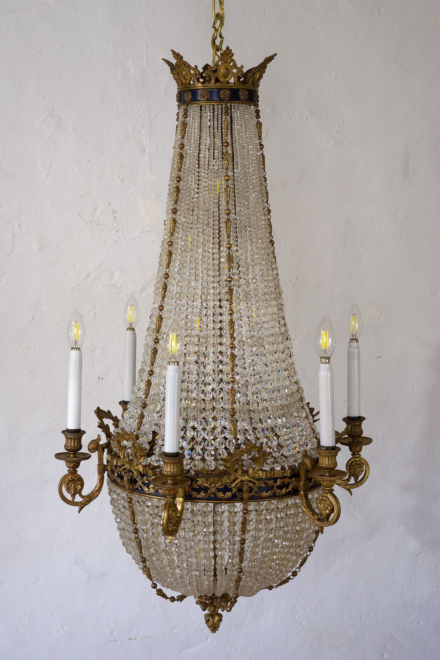 Antico lampadario Art Nouveau con 15 luci, periodo fine 800, La Belle Epoque-Lo Stile Italiano