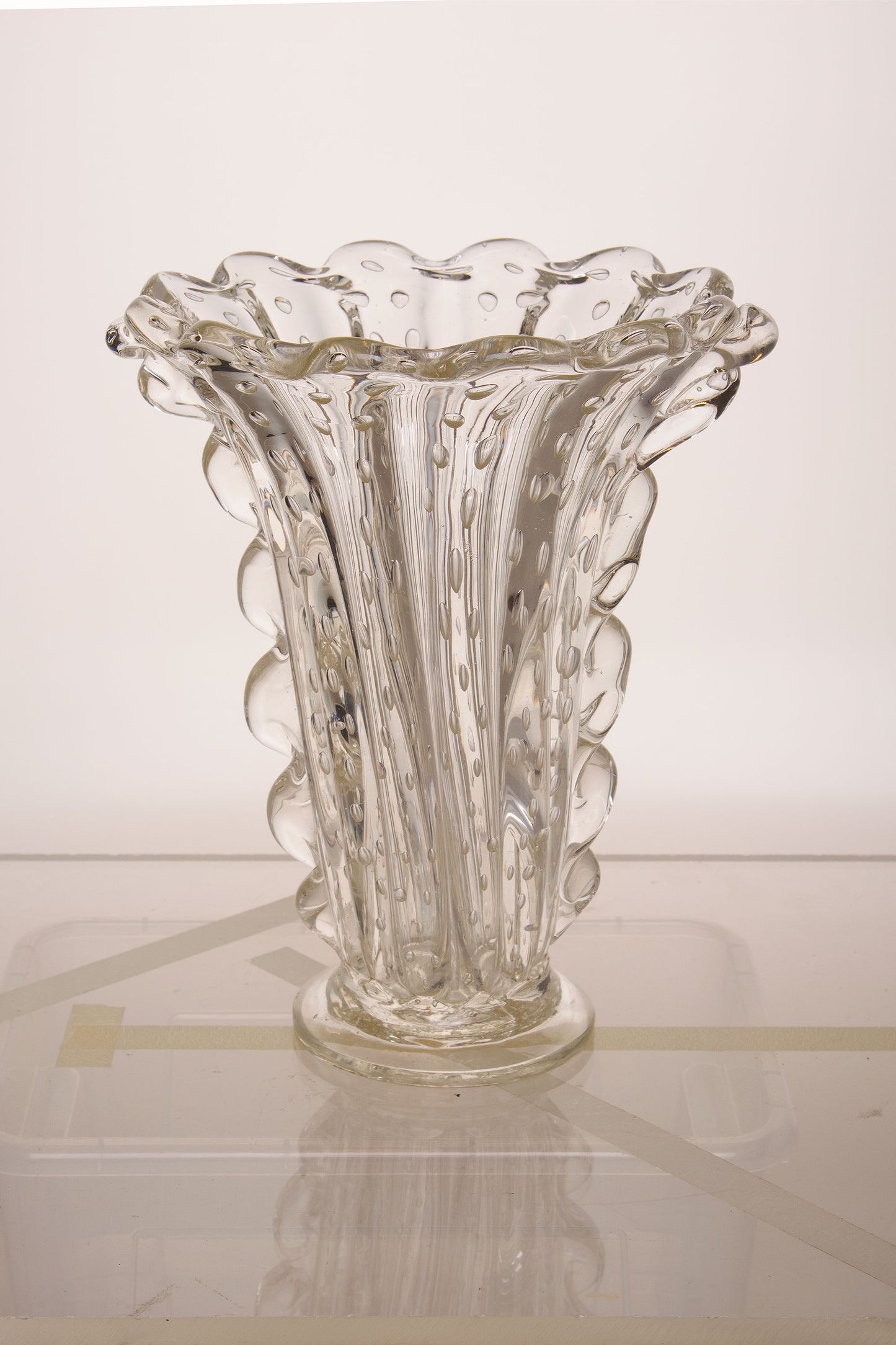 Vaso Barovier e Toso in vetro cristallo di Murano, anni '30 periodo Art Dèco-Lo Stile Italiano