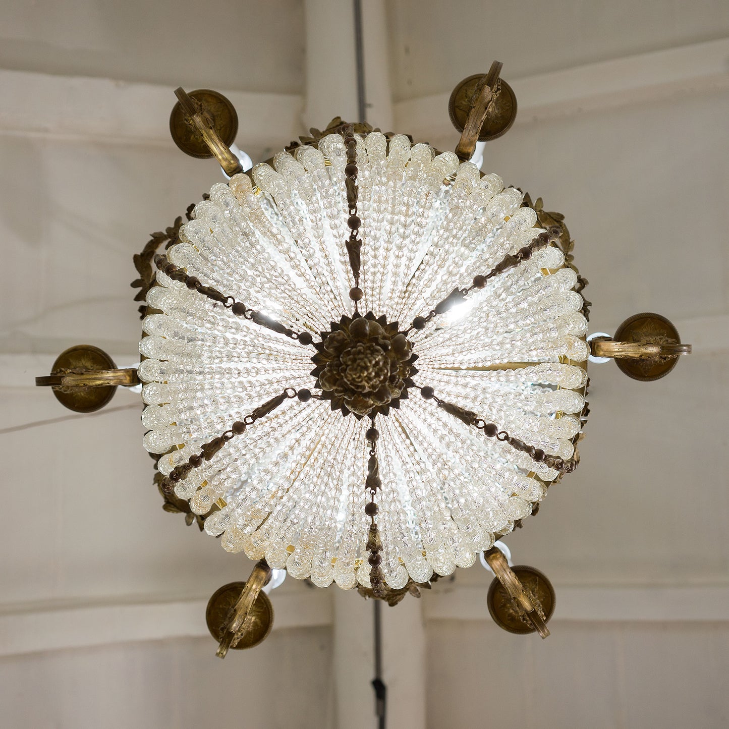 Antico lampadario Art Nouveau con 6 candele-Lo Stile Italiano