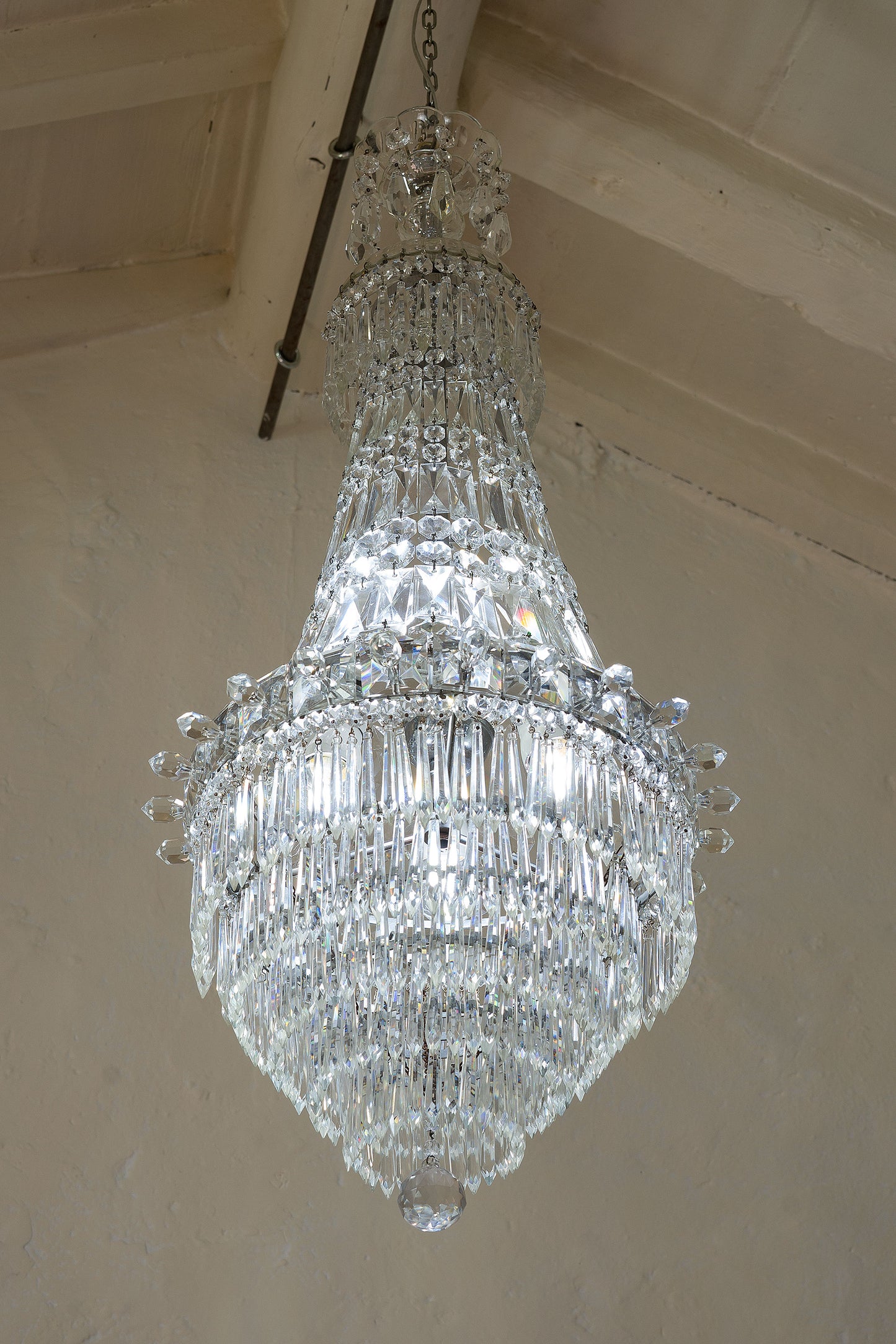 Lampadario Vintage stile Impero, Cristallo di Boemia, 6 luci-Lo stile Italiano