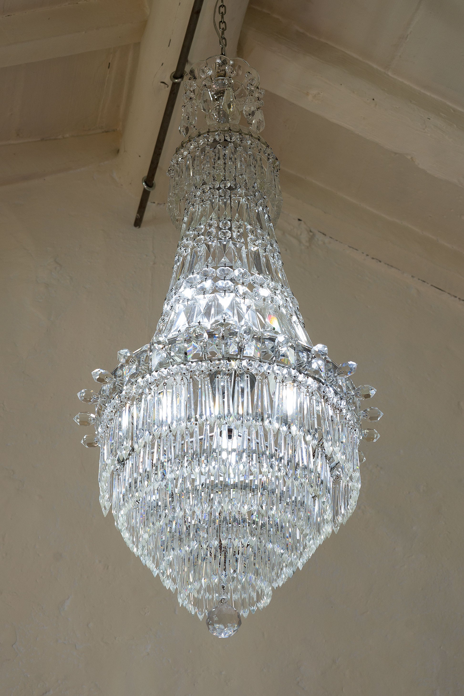 Lampadario Vintage stile Impero, Cristallo di Boemia, 6 luci-Lo stile Italiano