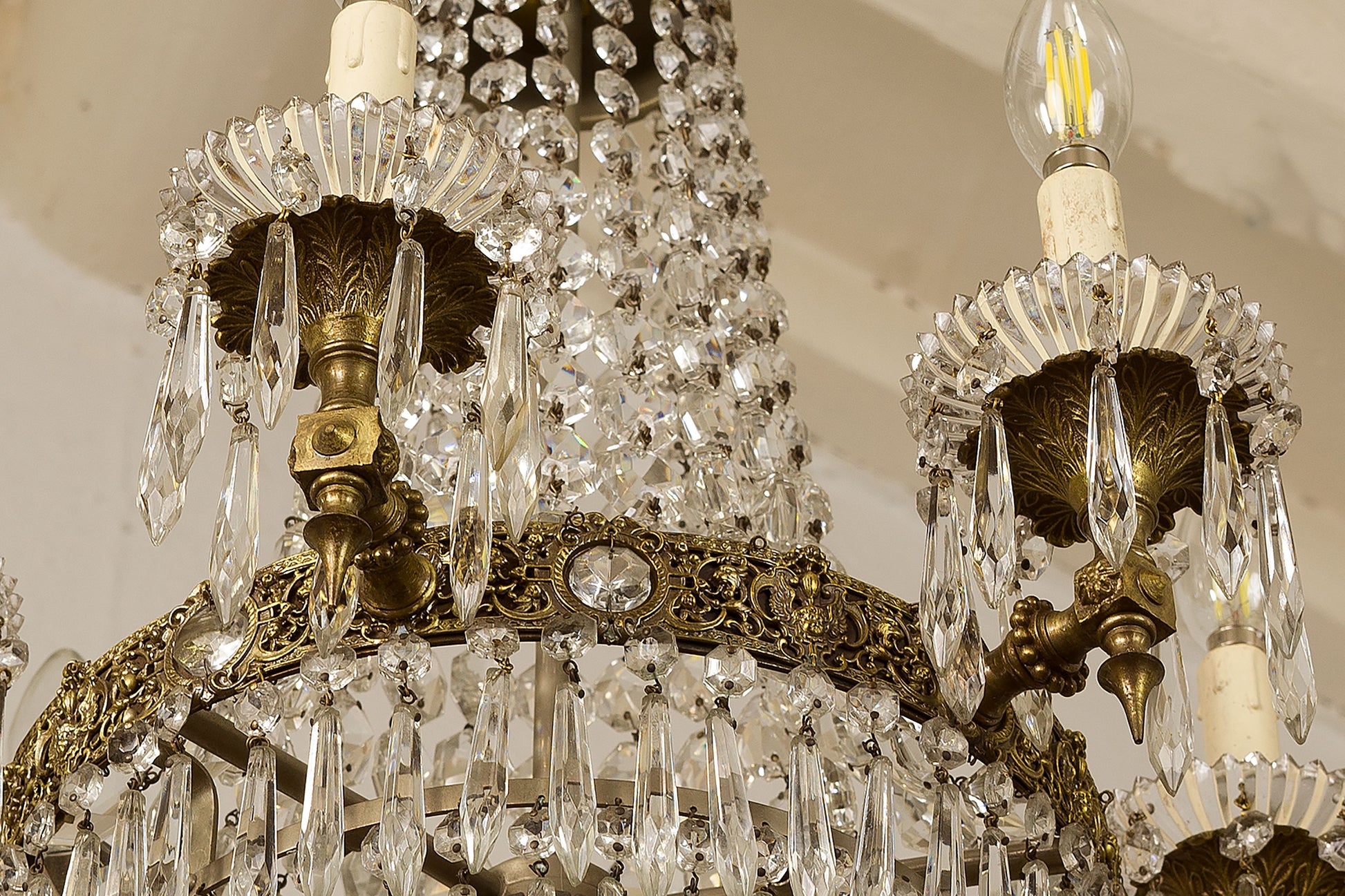 Lampadario Art Nouveau ottone-Lo Stile Italiano