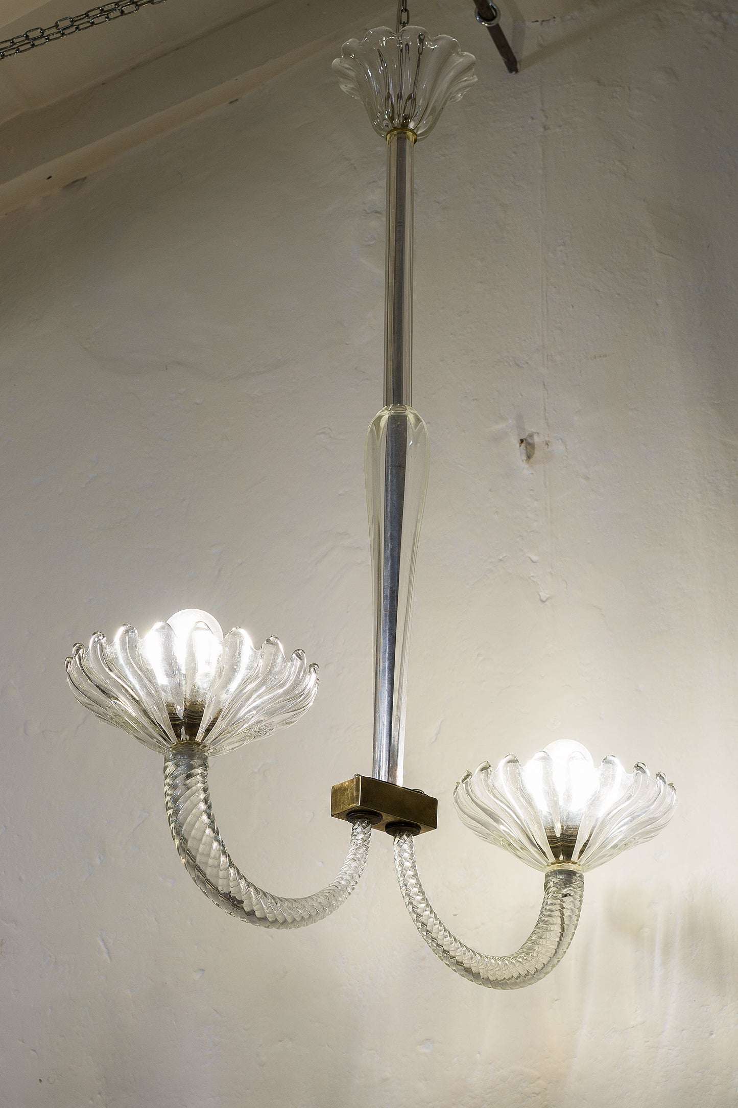 Antico lampadario Barovier & Toso in vetro di Murano degli anni '40 circa, periodo Art Déco.-Lo Stile Italiano