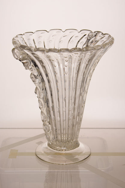 Vaso Barovier e Toso in vetro cristallo di Murano con decorazione “Bullicante” anni '30, Art Déco-Lo Stile Italiano