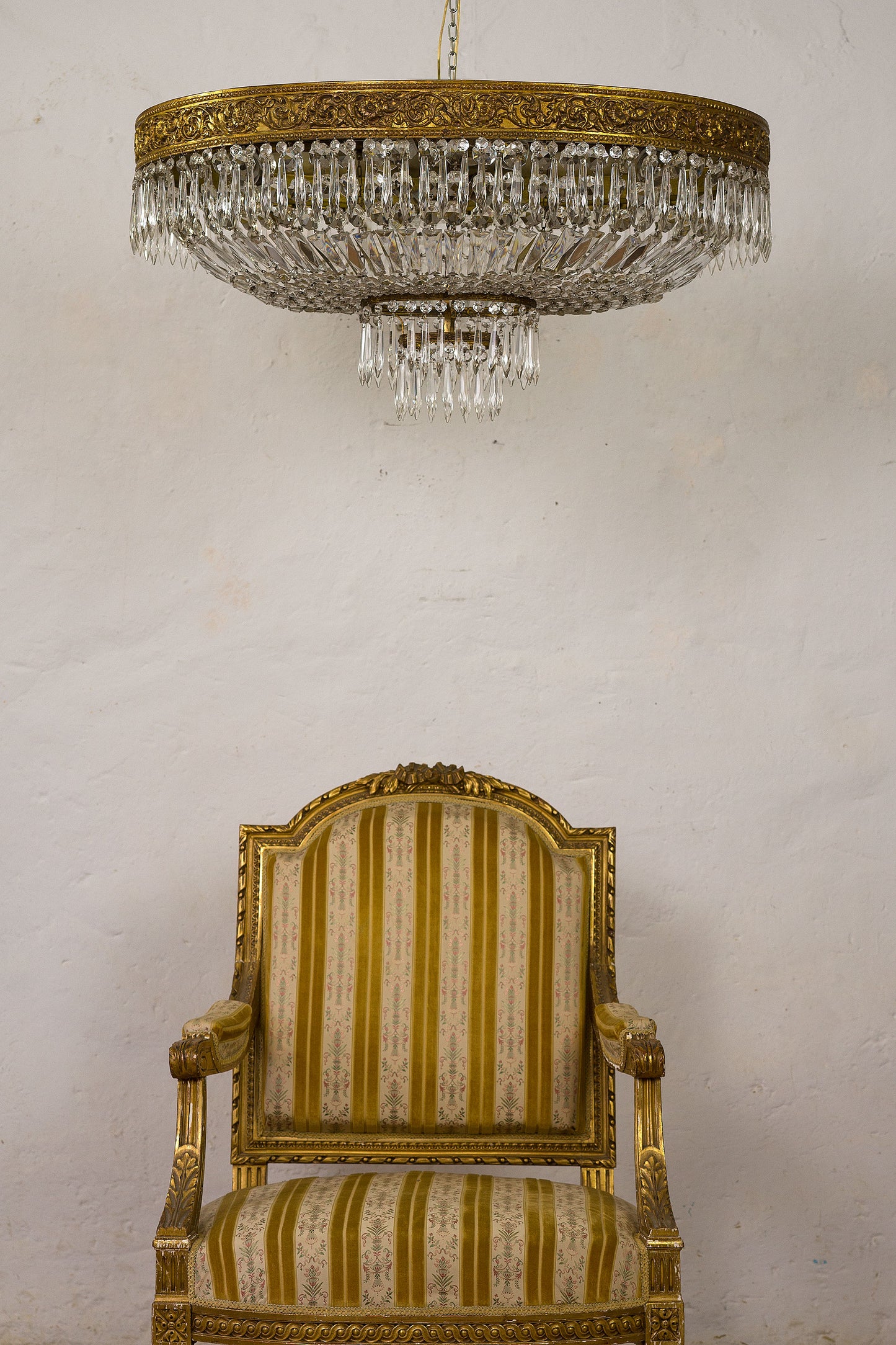 Plafoniera ovale con 8 luci, vintage-Lo Stile Italiano