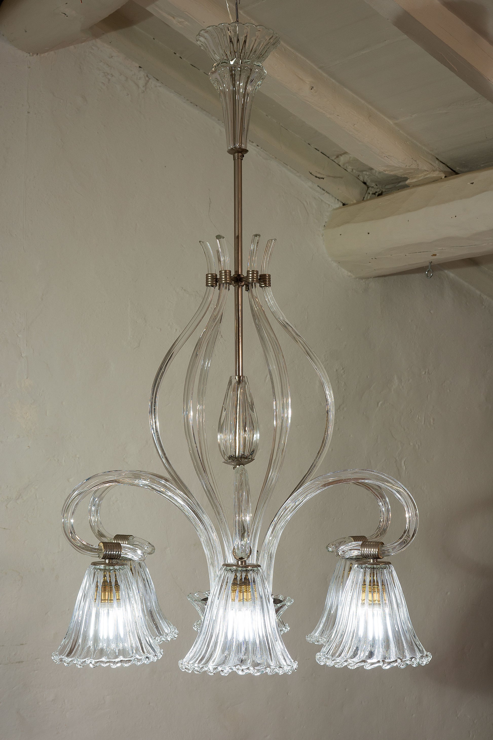 Art Deco, lampadario in vetro di Murano-Lo Stile Italiano