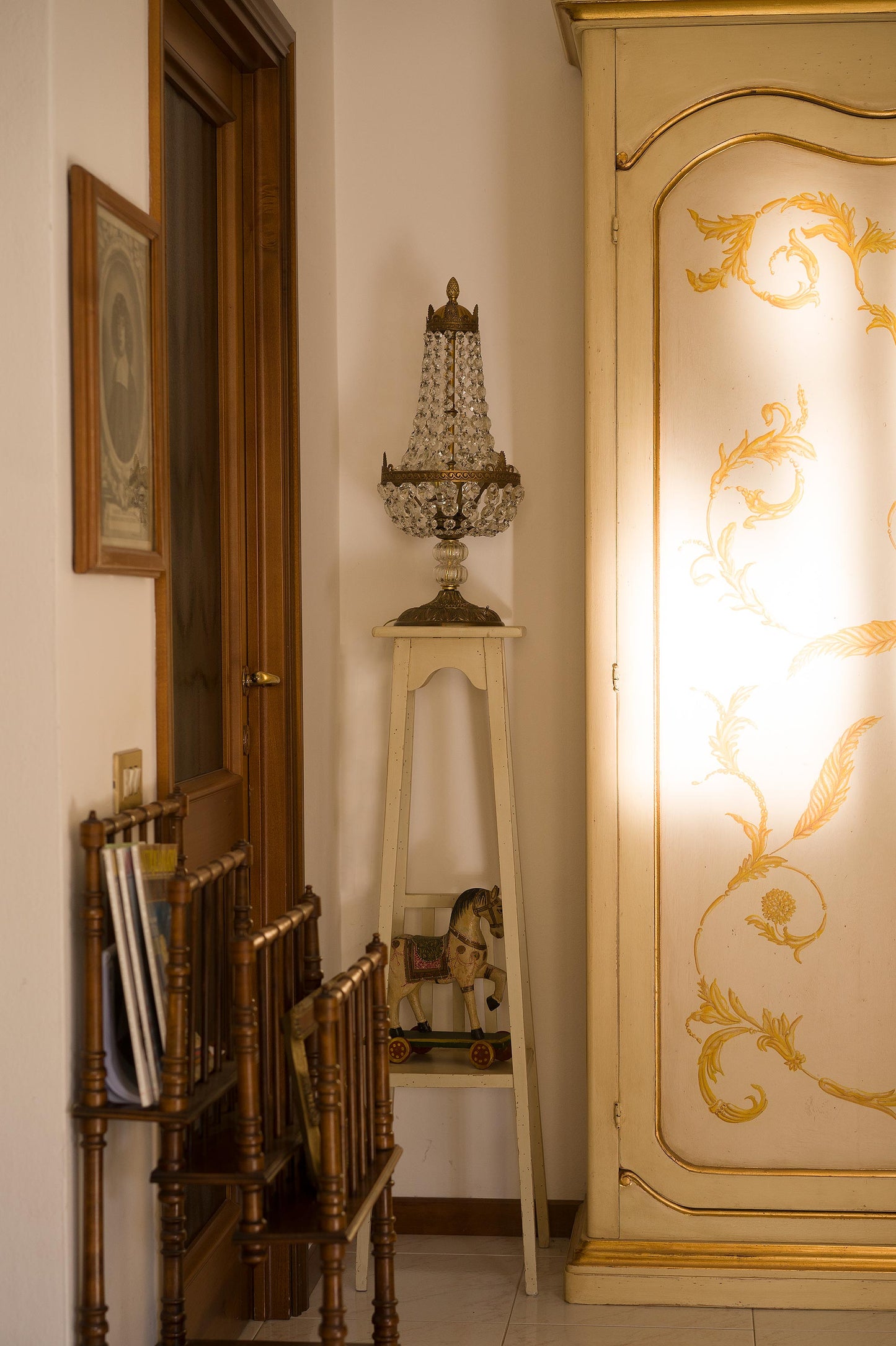 Grande Lampada da tavolo Stile Impero, 3 luci, Italia anni '50-Lo Stile Italiano