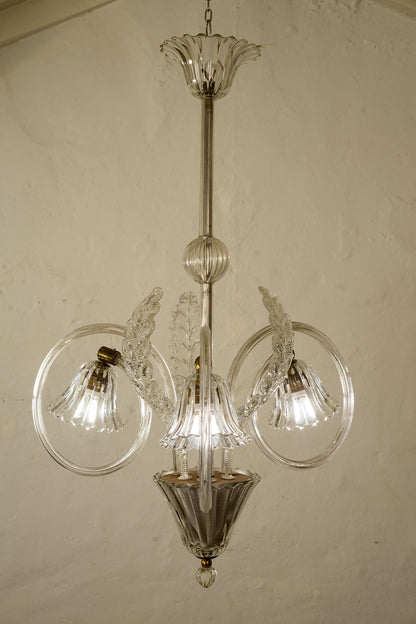 Lampadario Art deco in vetro soffiato Barovier e toso-Lo stile Italiano