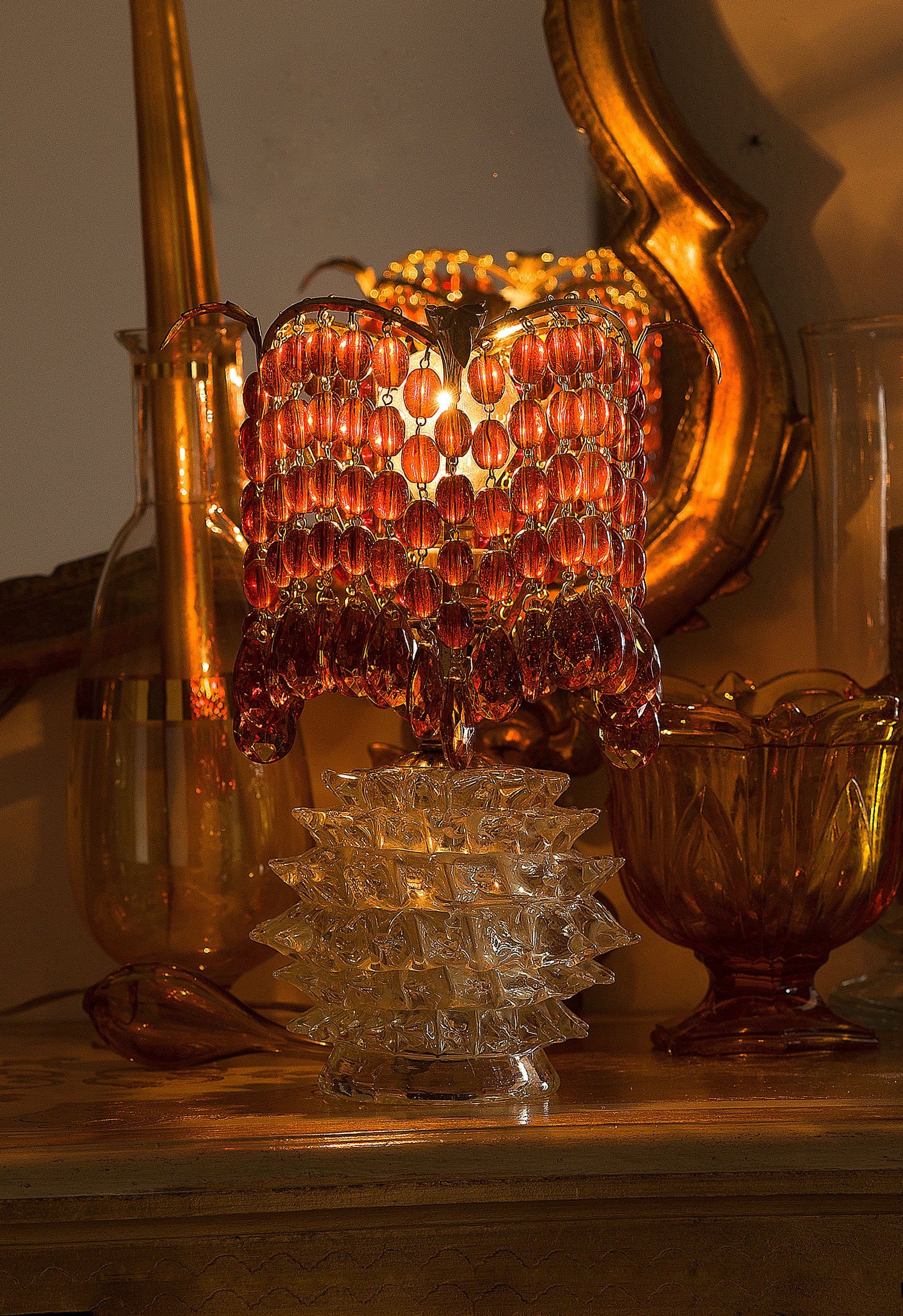 Lampada da tavolo Art Dèco in vetro di Murano-Lo Stile Italiano