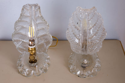Coppia di lampade da tavolo (Abat Jour ) Barovier & Toso in vetro di Murano, Vintage - Lo Stile Italiano