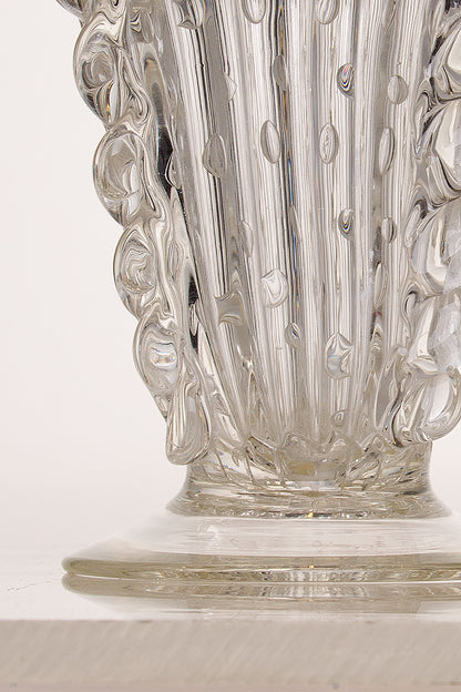Vaso con basamento in vetro circolare-Lo Stile Italiano
