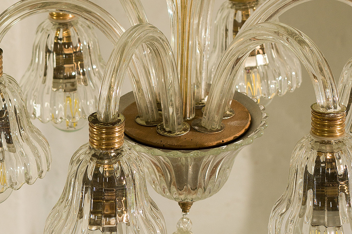 Barovier e Toso, lampadario antico in vetro di Murano, 6 Luci. | Lo Stile Italiano