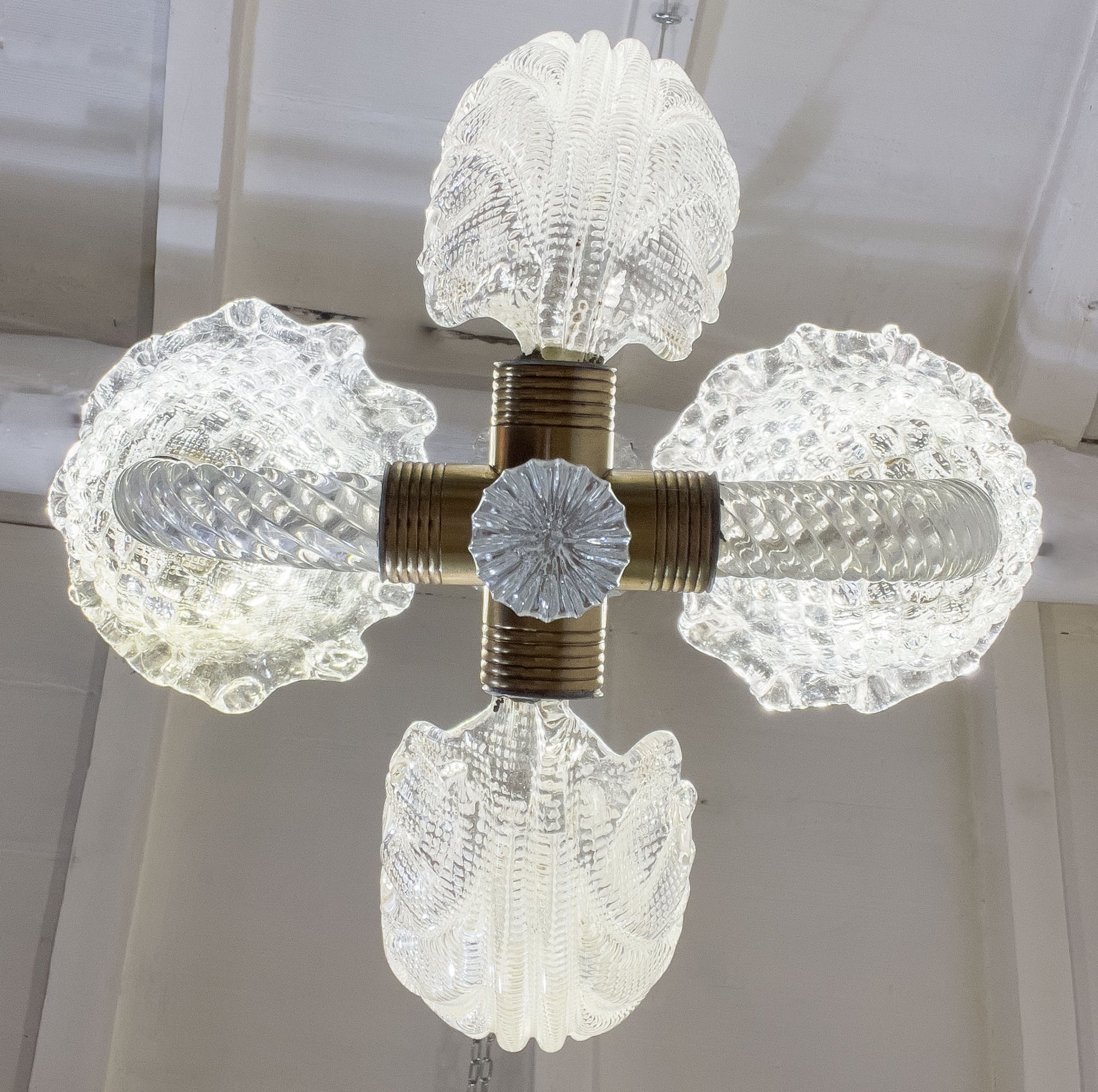 Lampadario antico di Murano Ercole Barovier & Toso-Lo Stile Italiano