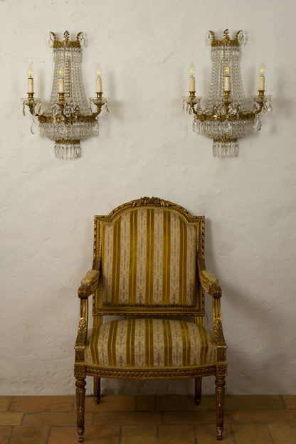 Coppia di applique stile Impero a 3 luci, periodo anni '60, Vintage - Lampade a muro - Lo Stile Italiano