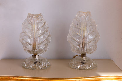 Coppia di lampade da tavolo (Abat Jour ) Barovier & Toso in vetro di Murano, Vintage - Lo Stile Italiano