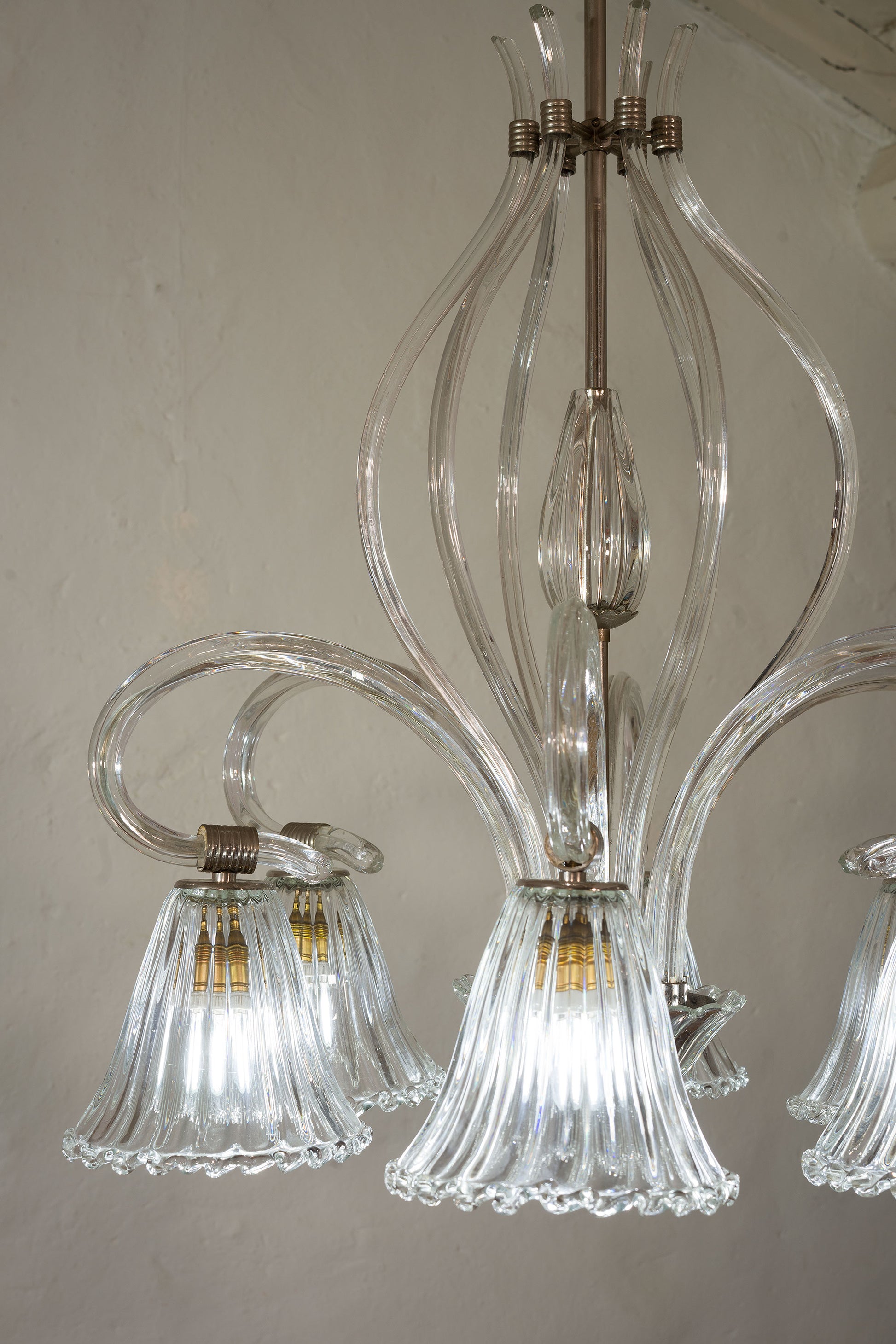 Lampadario antico in Cristallo Veneziano, fatto a mano nelle antiche fornaci di Ercole barovier-Lo StileItaliano