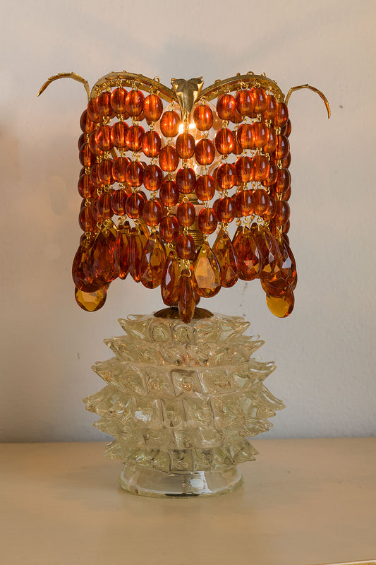 Lampada da tavolo Ercole Barovier in vetro di Murano Rostrato, Anni '30, Art Déco-Lo Stile Italiano