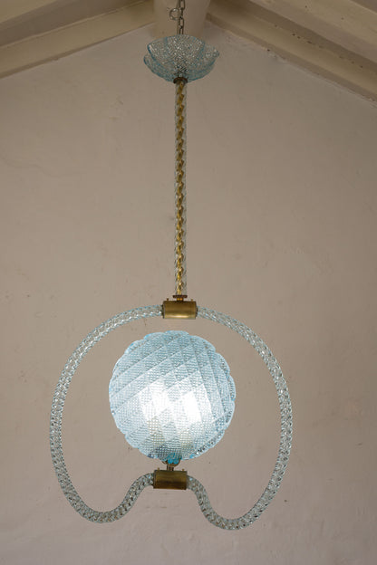 Lampadario Art Décò 2 luci in vetro cristallo veneziano-Lo Stile Italiano
