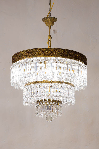Lampadario Impero di cristallo a sospensione, 10 luci-Lo Stile Italiano