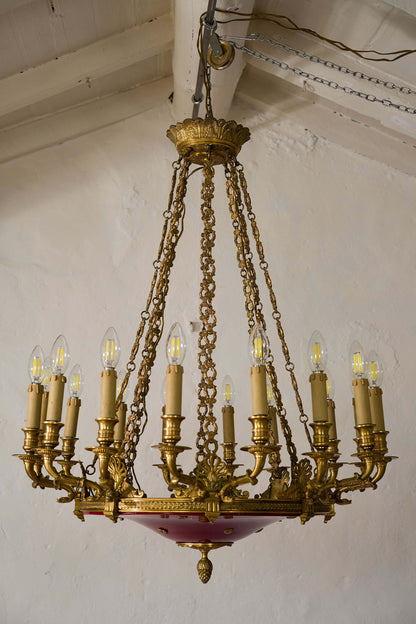 Lampadario Vintage in con grosse catene in bronzo. | Lo Stile Italiano