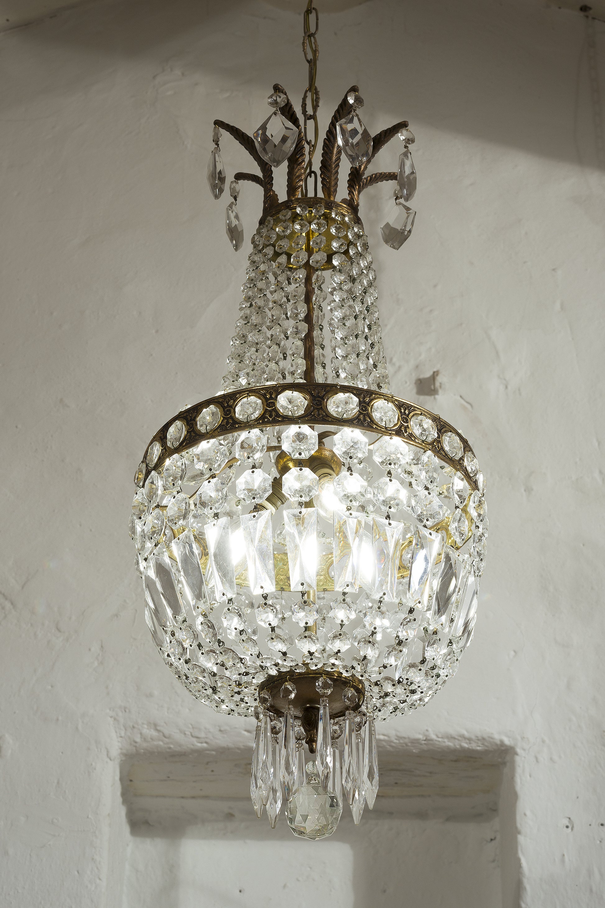 lampadario Vintage di cristallo-Lo Stile Italiano