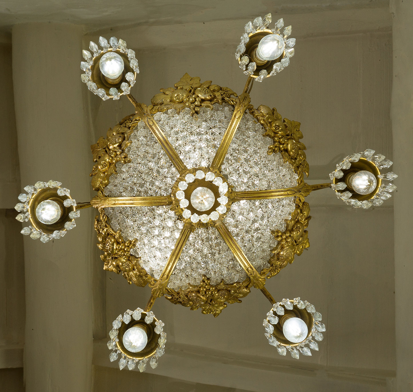 Lampadario 10 Luci a 6 bracci, in cristallo-Lo Stile Italiano