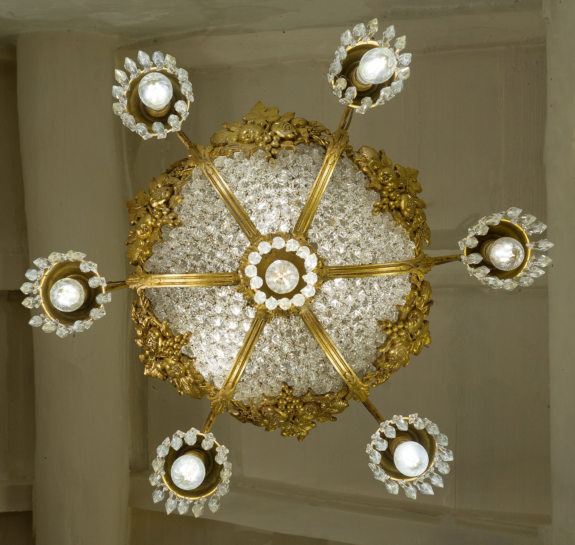 Lampadario 10 Luci a 6 bracci, in cristallo-Lo Stile Italiano