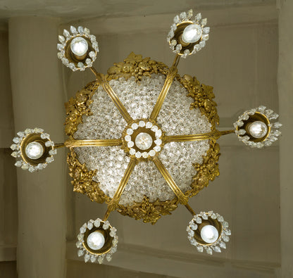 Lampadario 10 Luci a 6 bracci, in cristallo-Lo Stile Italiano