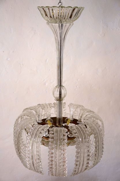Lampadario Art Deco, anni '40, Barovier e Toso-Lo Stile Italiano