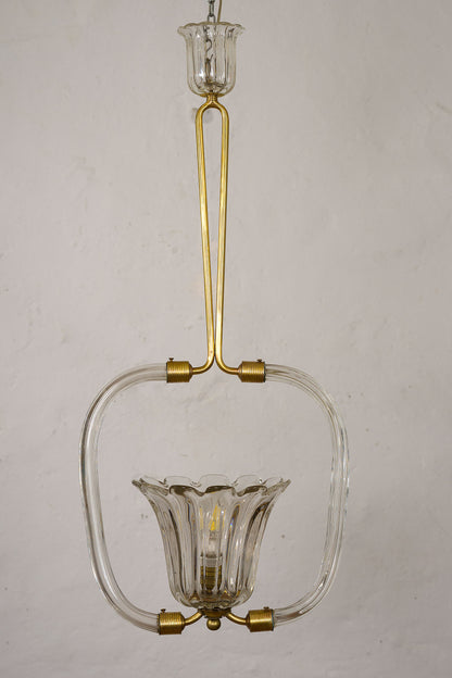Lampadario di Murano Archimede Seguso con grande coppa centrale-Lo stile italiano