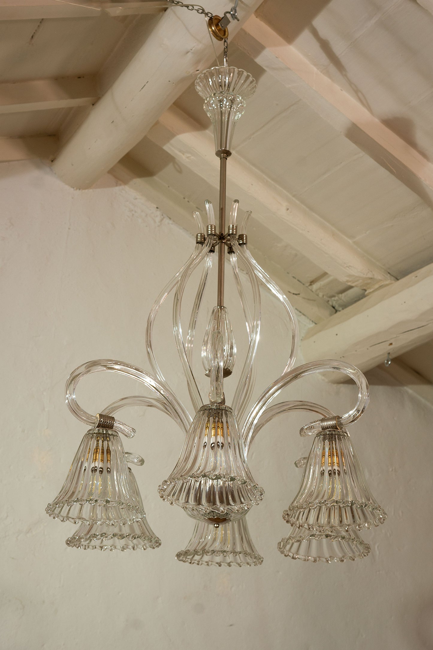 Lampadario in Cristallo di Muran, 6 luci-Lo Stile Italiano