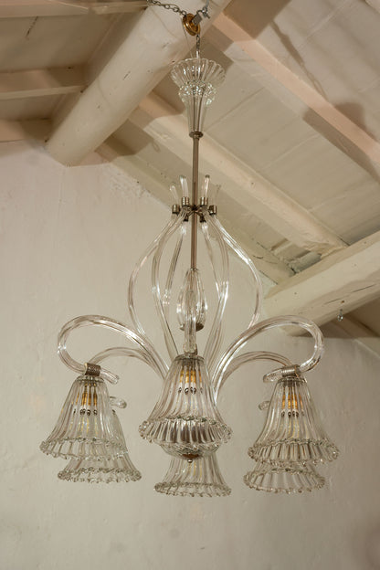 Lampadario in Cristallo di Muran, 6 luci-Lo Stile Italiano