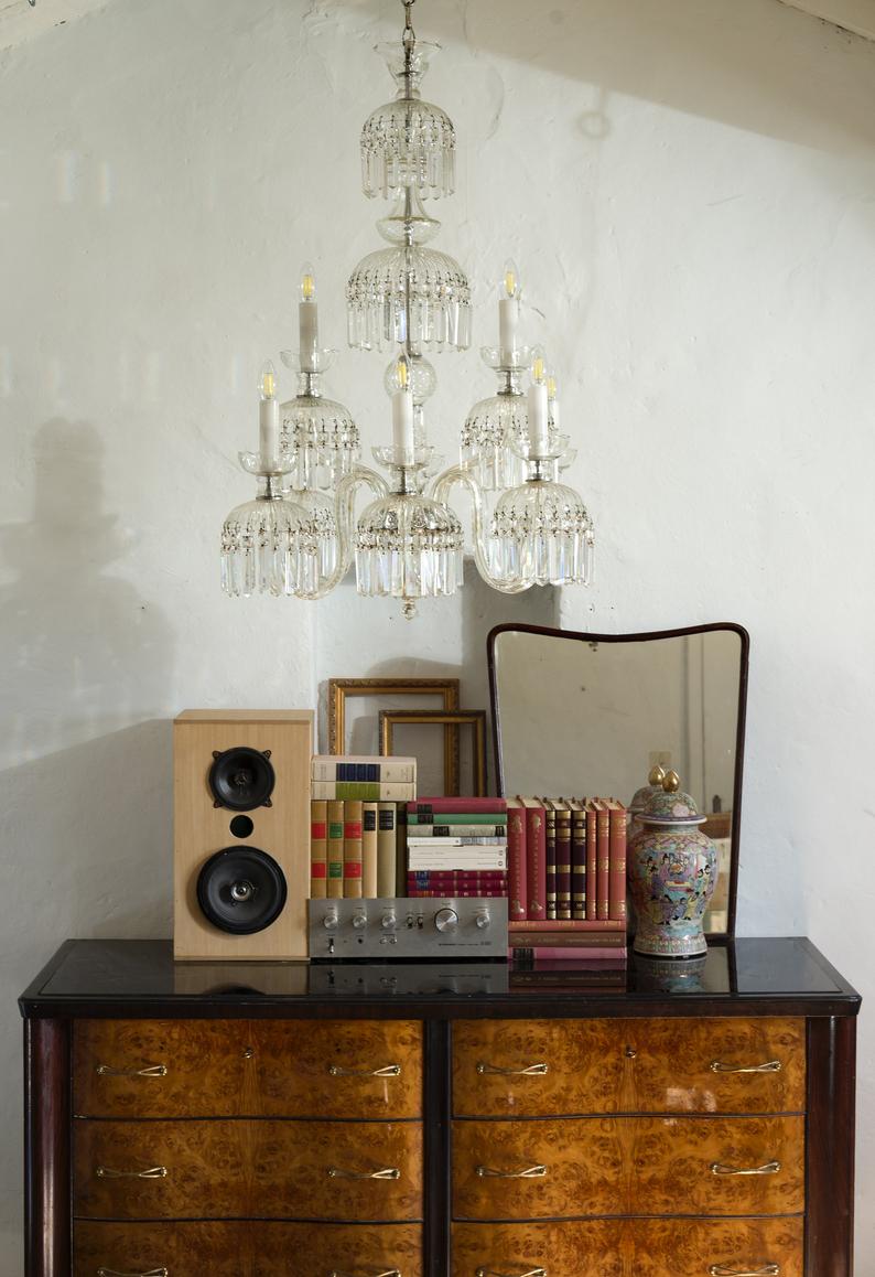 Lampadario-Cristallo-di-Boemia-anni-'50-Vintage-Lo-Stile-Italiano