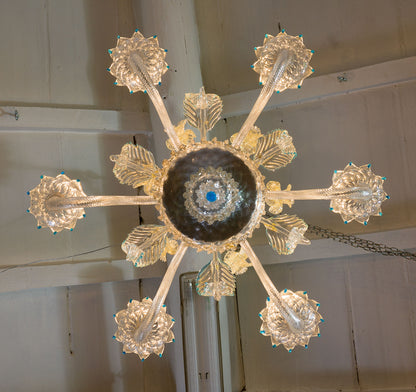 Lampadario di Murano a 6 luci, Anni '40-Lo Stile Italiano