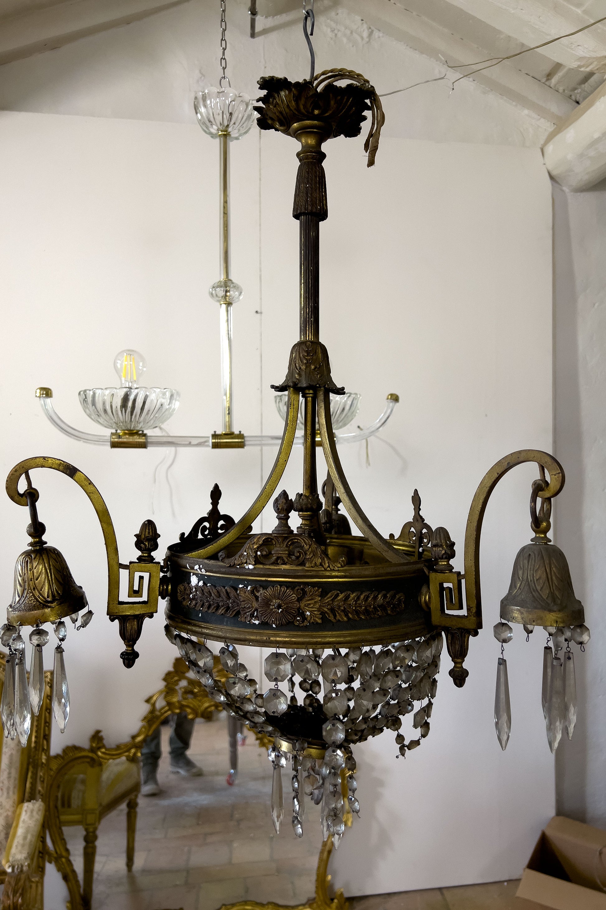 Antico lampadario Impero da restaurare.-Lo Stile Italiano