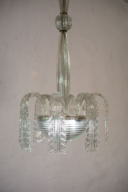 Lampadario antico di Murano con 8 foglie-Lo Stile Italiano