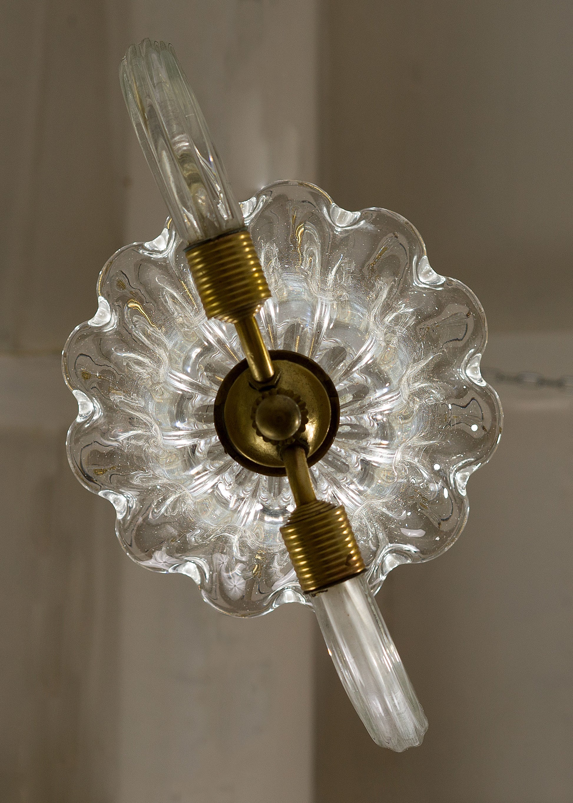 Lampadario Art Deco in vetro soffiato di Murano-Lo Stile Italiano