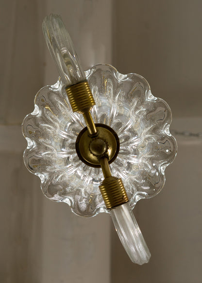 Lampadario Art Deco in vetro soffiato di Murano-Lo Stile Italiano