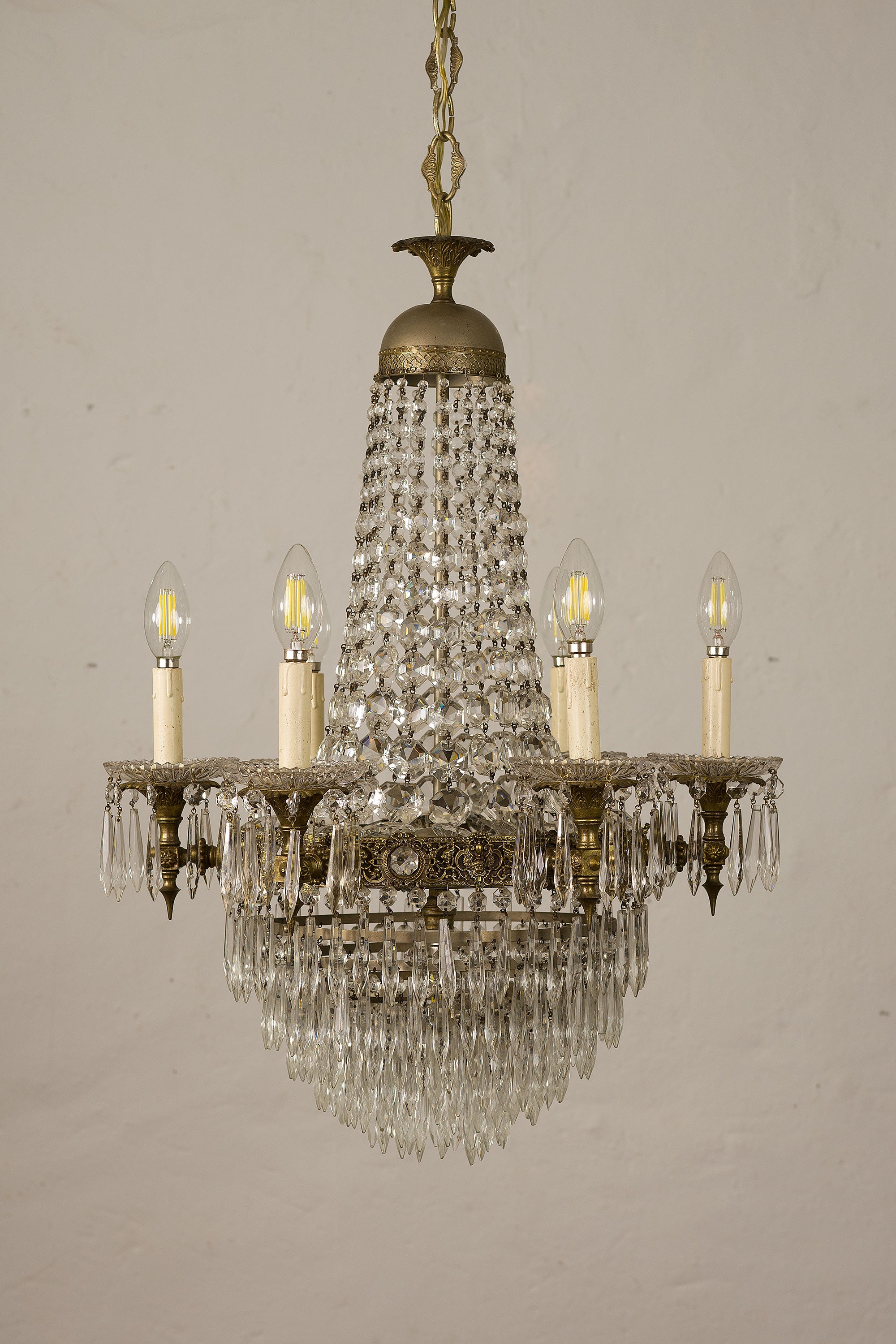 Empire style crystal chandelier 6 lights Vintage Lo Stile Italiano