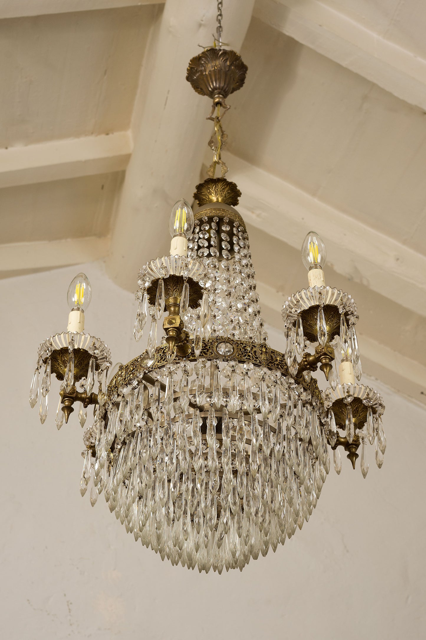 Antico Lampadario di Cristallo Stile Impero 6 luci, Vintage-Lo Stile Italiano 