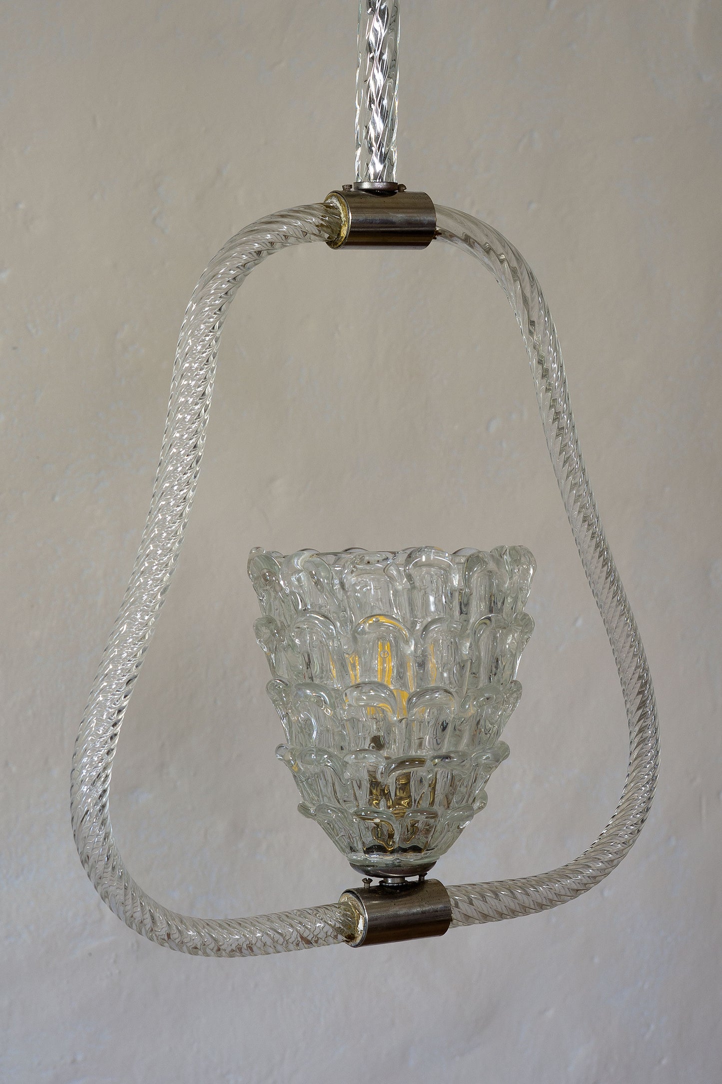 Lampadario Art Déco anni '30 in vetro di Murano-Lo Stile Italiano