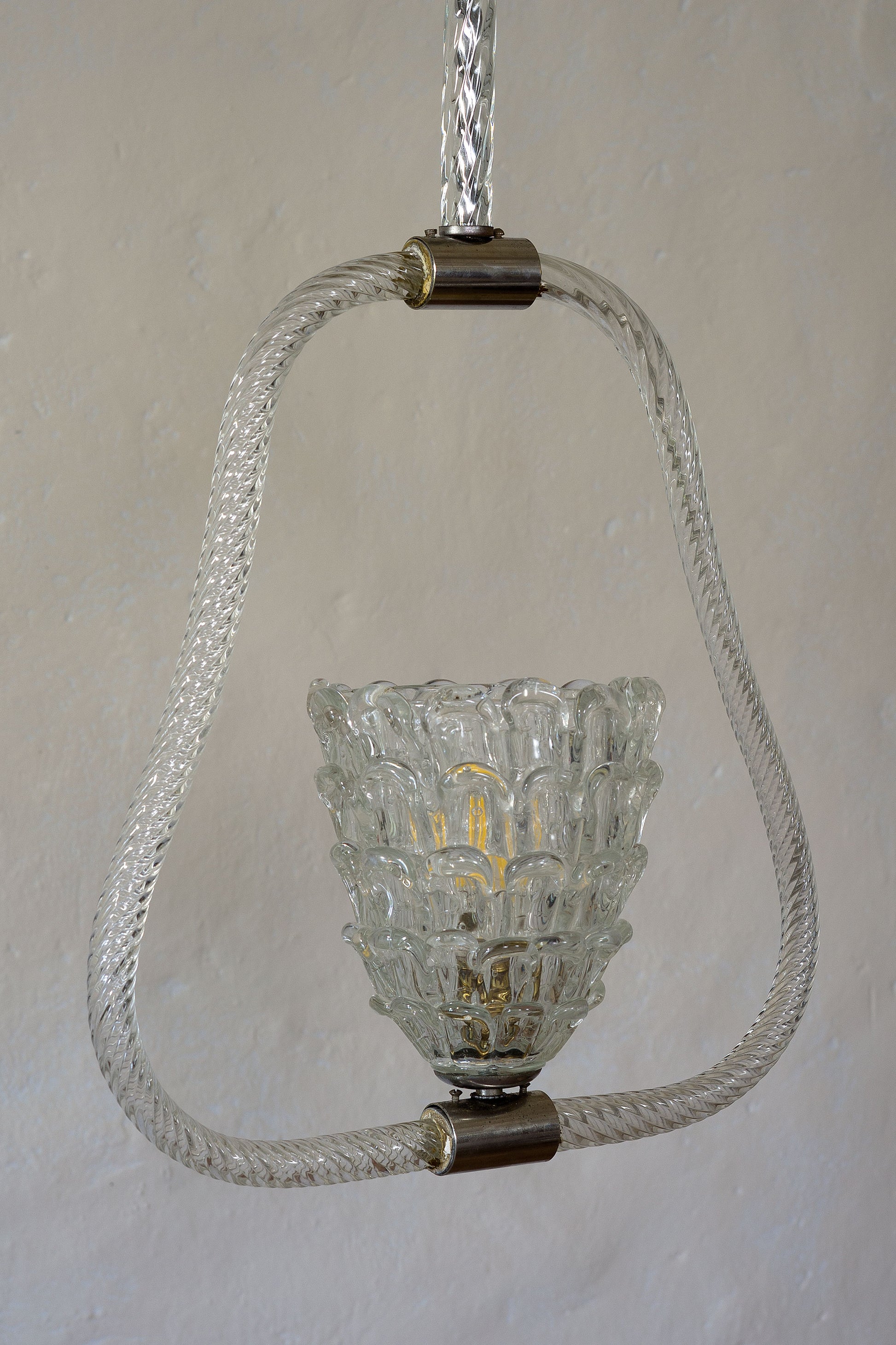 Lampadario Art Déco anni '30 in vetro di Murano-Lo Stile Italiano