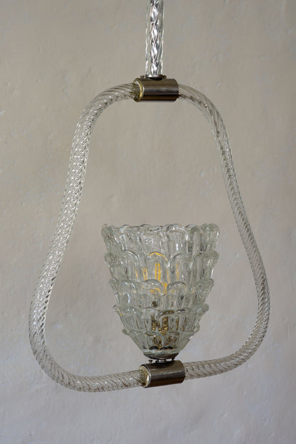 Lampadario Art Déco anni '30 in vetro di Murano-Lo Stile Italiano