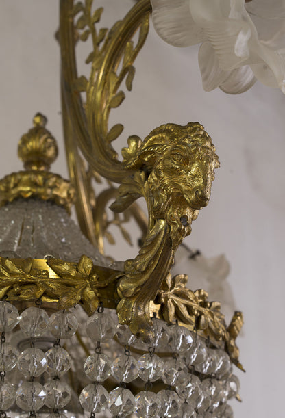 Lampadario con festoni, Teste di ariete-Lo Stile Italiano