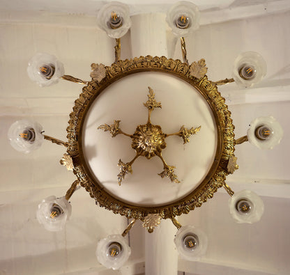 Grande lampadario Stile Impero a mongolfiera, 12 luci-Lo stile Italiano