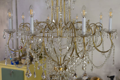 Grande  e importante lampadario Impero in ferro dorato e cristallo-Lo Stile Italiano