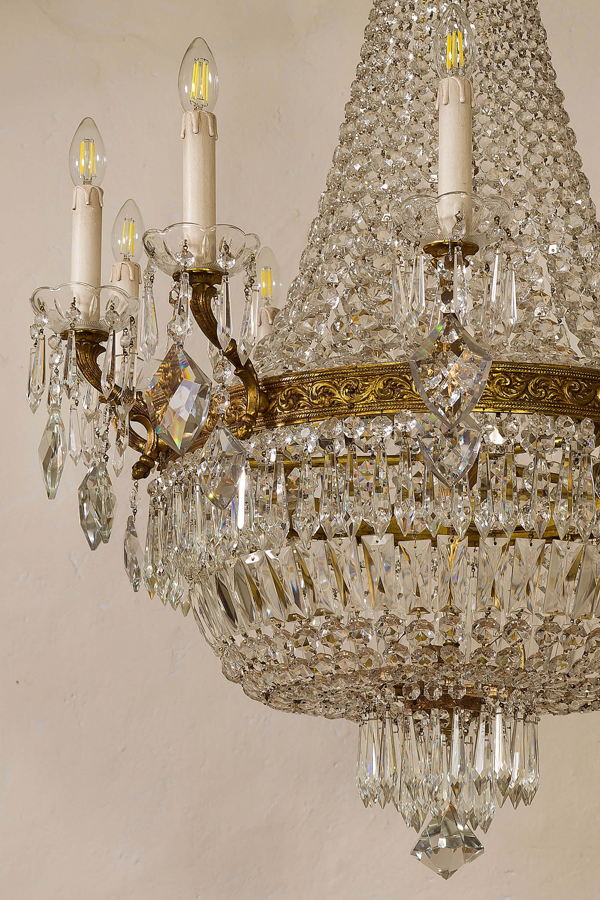 Grande lampadario Liberty di cristallo| Lo Stile Italiano