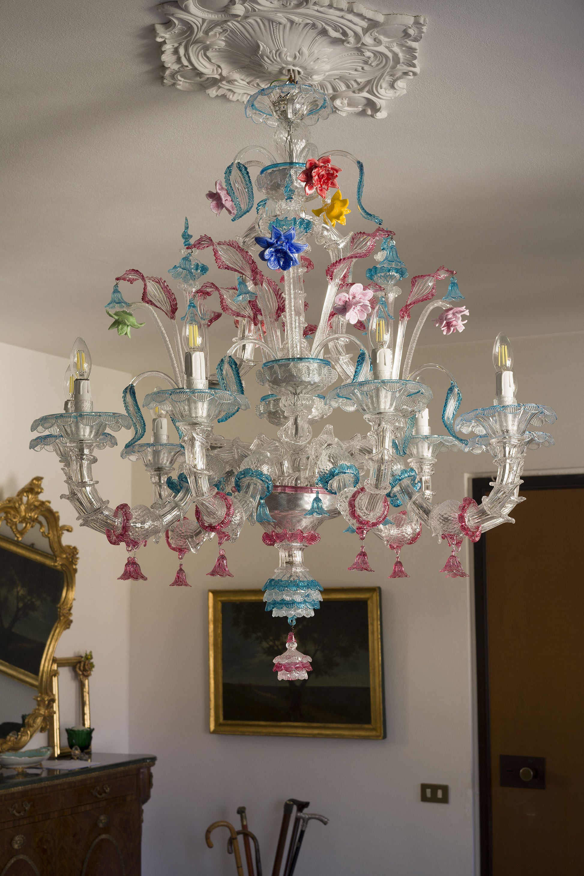 Antichi lampadari Ca'rezzonico, 9 luci-Lo Stile Italiano