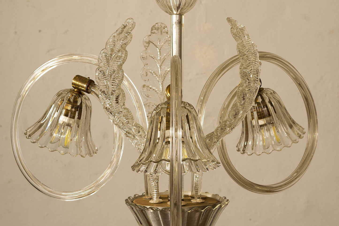 Lampadarioo antico in vetro di Murano barovier e Toso, 3 luci E27-Lo stile Italiano